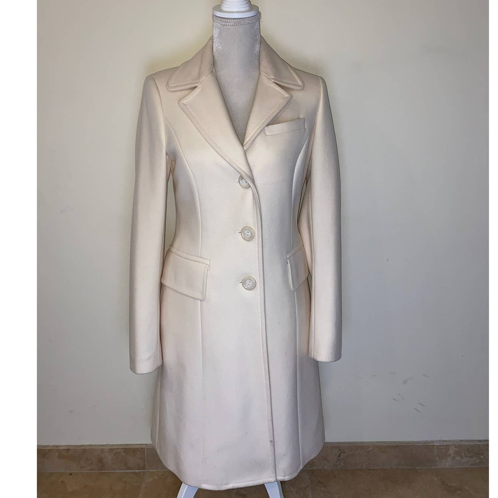 CREAM WOMEN'S PEA COAT UNITED COLORS OF BENETTON WOMEN'S SIZE 42